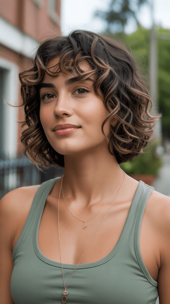 Curly Bob with Textured Fringe