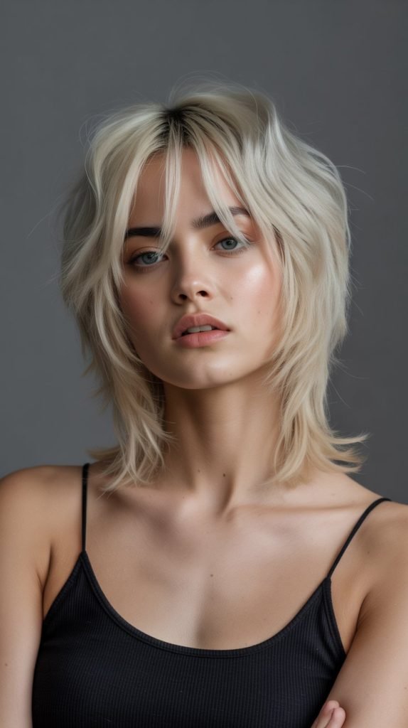 22. Disconnected Long Bob with Statement Curtain Bangs