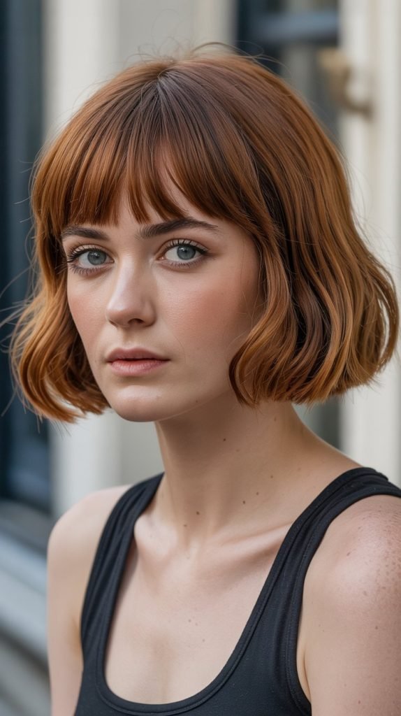 11. French Bob with Bottleneck Bangs