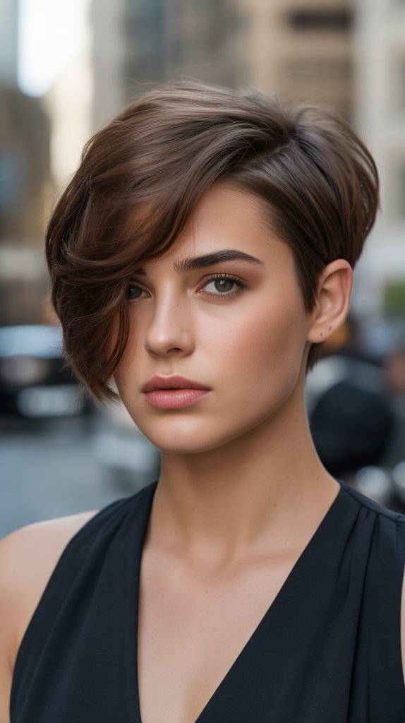Side-Parted Pixie with Deep Part