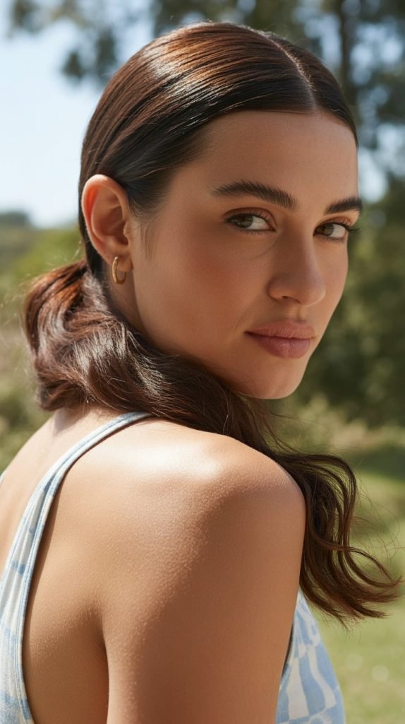 Side-Swept Low Ponytail