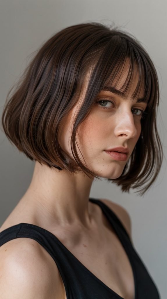12. Graduated French Bob with Soft Bangs