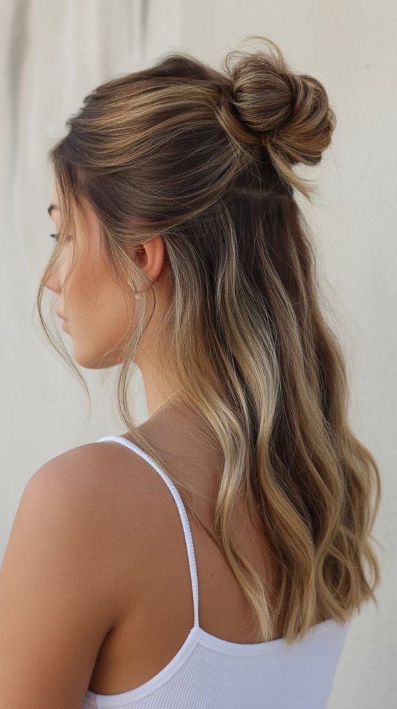 9. Half-Up Twisted Bun
