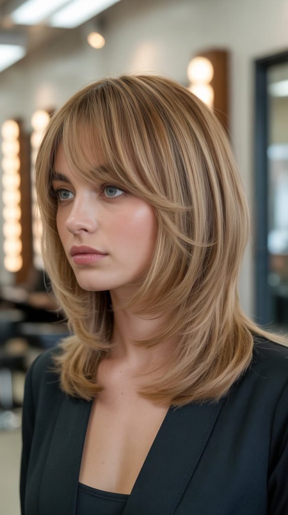 Layered Long Bob with Curtain Bangs