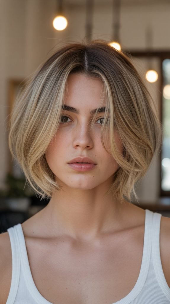 4. Layered Bob with Face-Framing Pieces