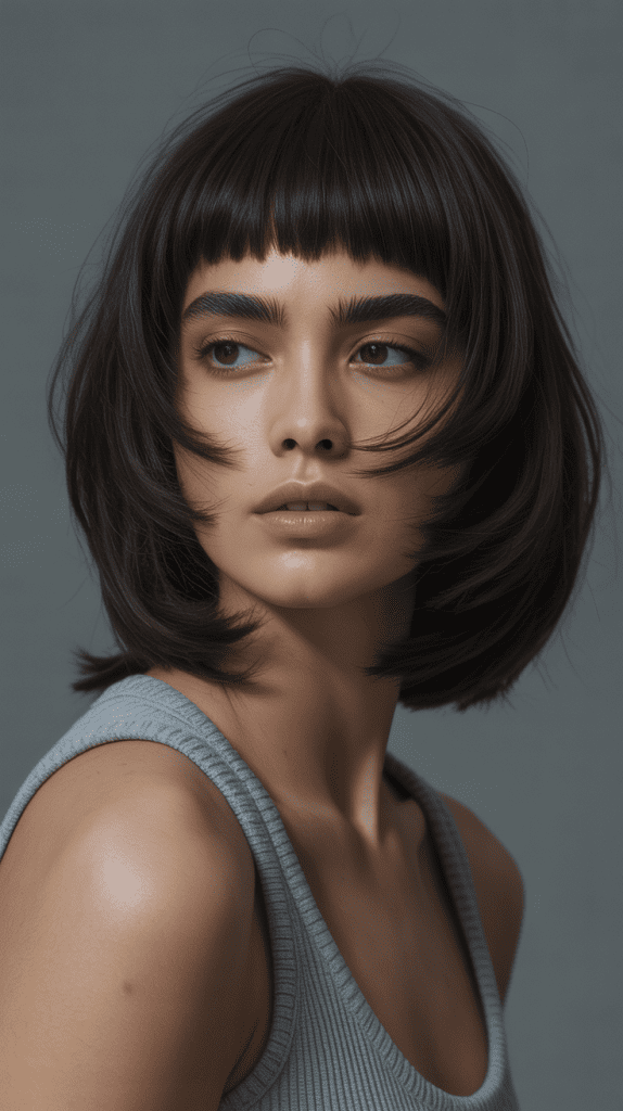 Beachy Long Bob with Curtain Bangs