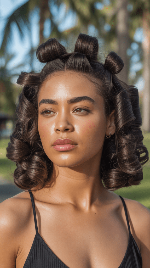 Long Bob with Bantu Knots