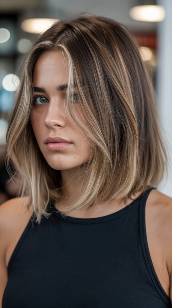 17. Long Bob with Highlights and Lowlights