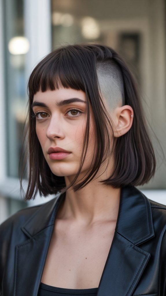 22. Long Bob with Curtain Bangs and Undercut