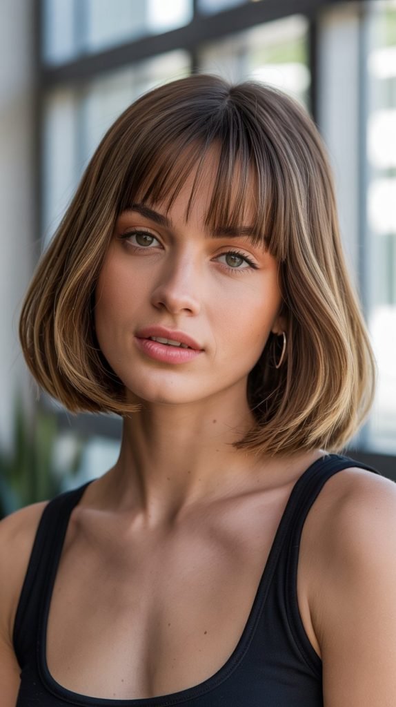 5. Long Bob with Curtain Bangs
