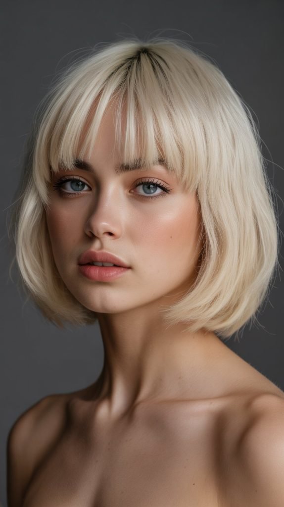 Long Bob with Micro Curtain Bangs