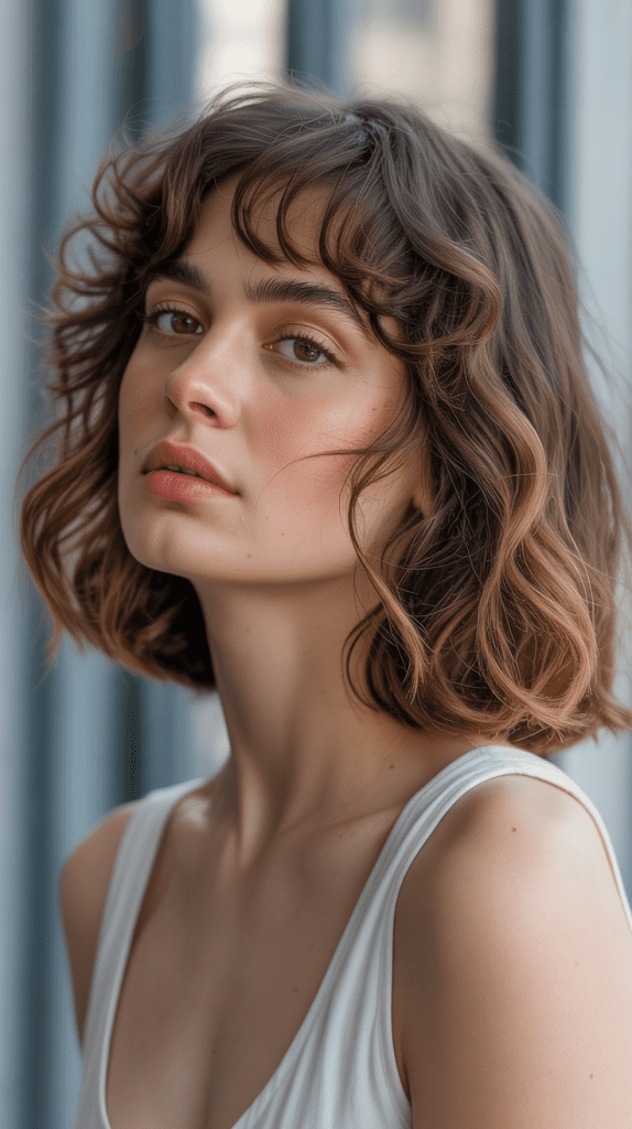 Long Bob with Wispy Bangs and Beach Waves