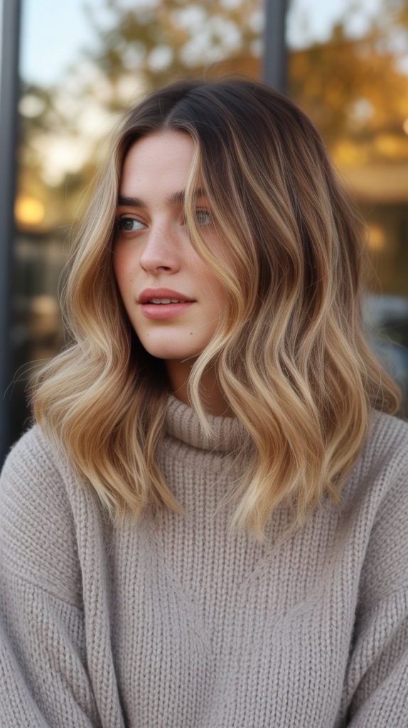 Butter Pecan Blonde Balayage Lob