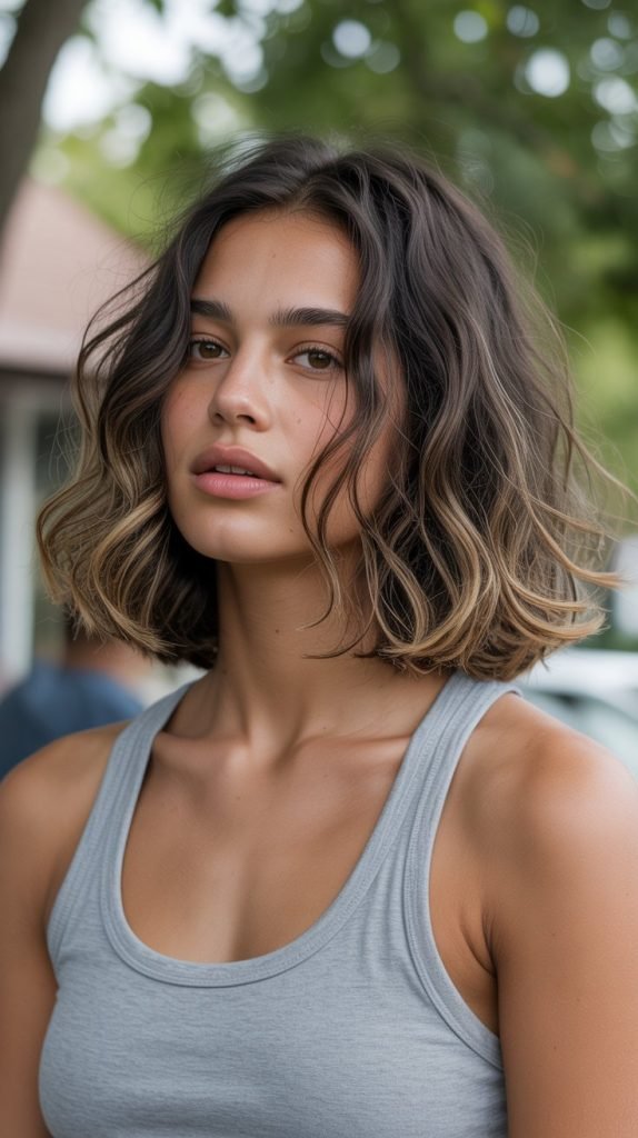 26. Long Bob with Air-Dried Texture and Natural Layers