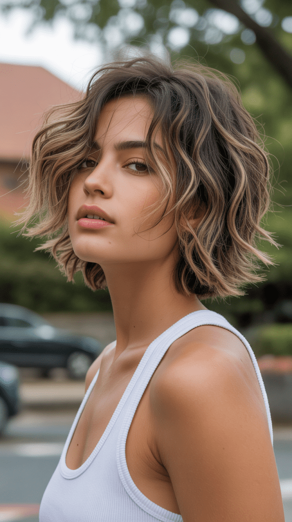 Messy Choppy Bob with Tousled Texture