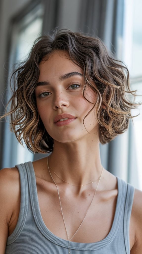 16. Messy Wavy Bob with Natural Texture