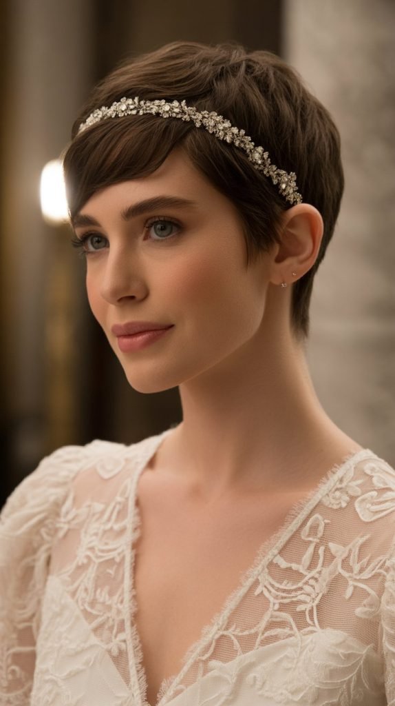 Accessorized Pixie with Jeweled Headband