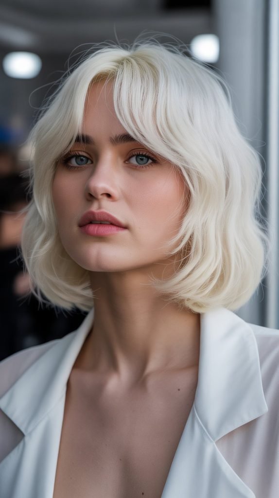 Sleek Long Bob with Micro Curtain Bangs