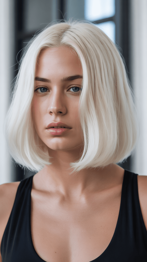 Platinum Blonde Long Bob