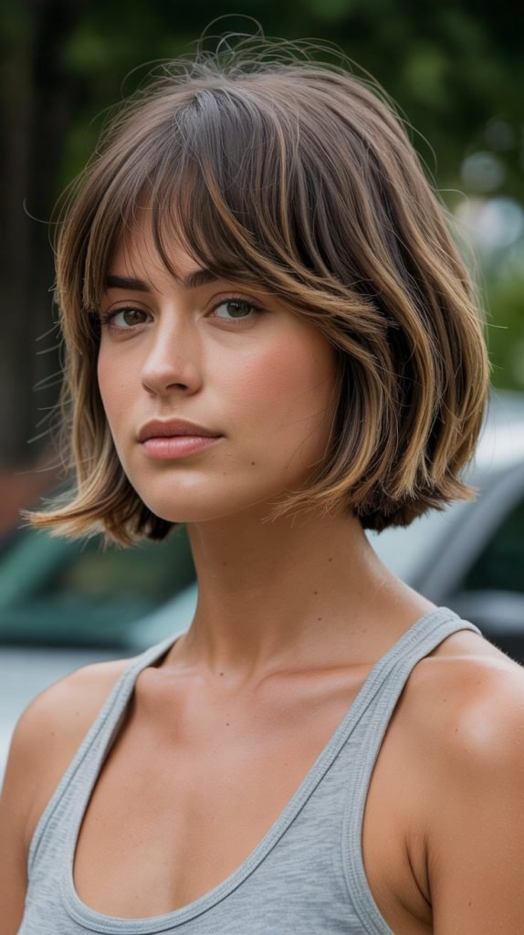 15. Razored French Bob with Textured Bangs