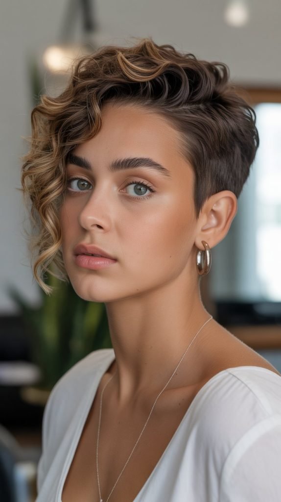 Curly Pixie with Tapered Sides