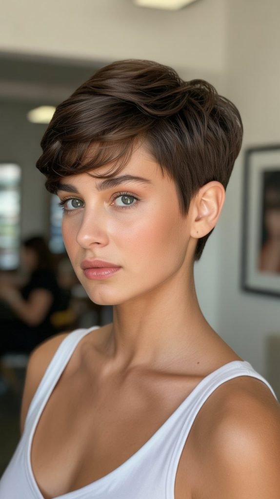 Voluminous Crown Pixie with Tapered Sides