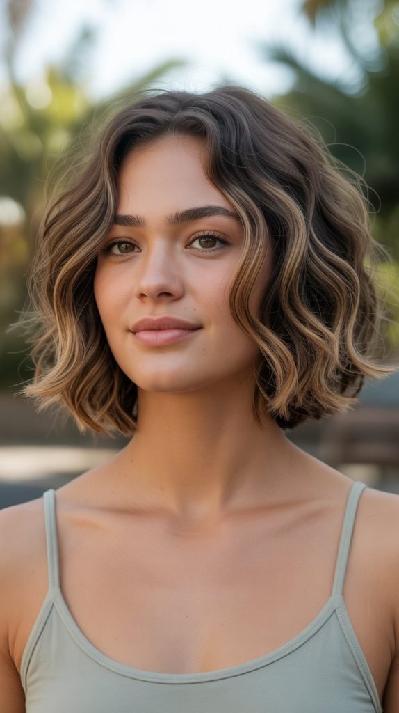 . Wavy Bob with Middle Layers