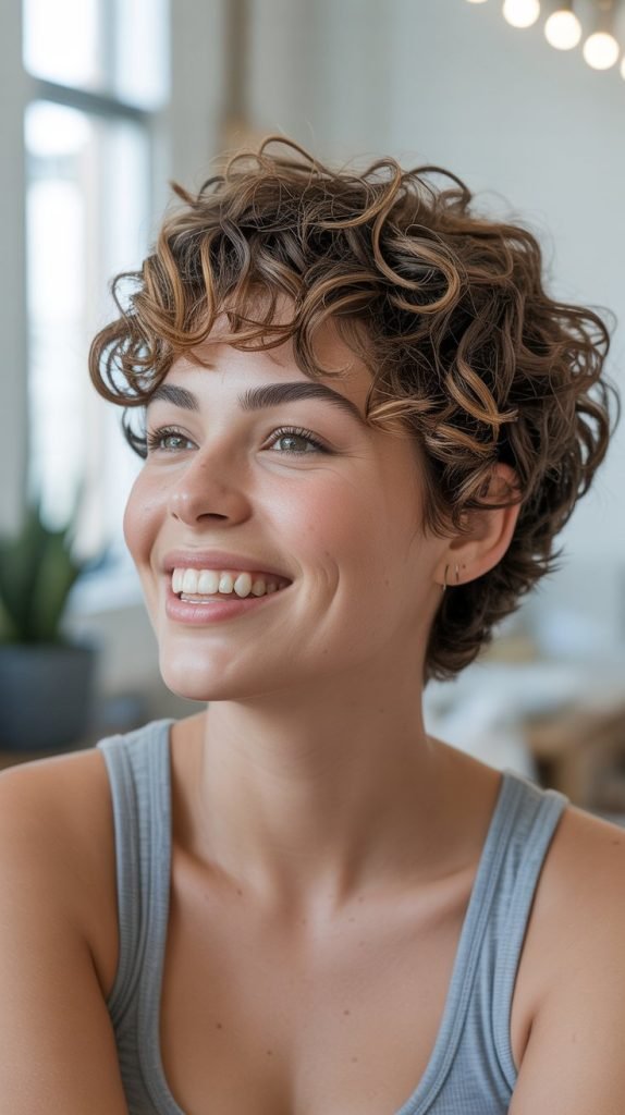 Curly Pixie with Volume and Shape