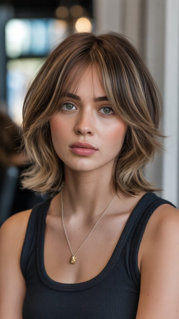 15. Shaggy Long Bob with Curtain Bangs