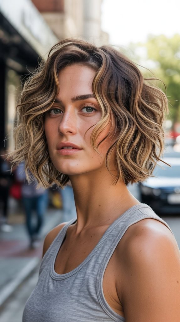 2. Shaggy Wavy Bob with Textured Layers