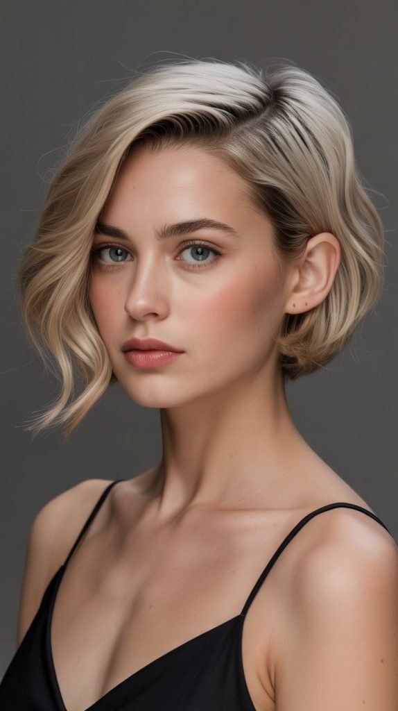 Choppy Bob with Deep Side Part