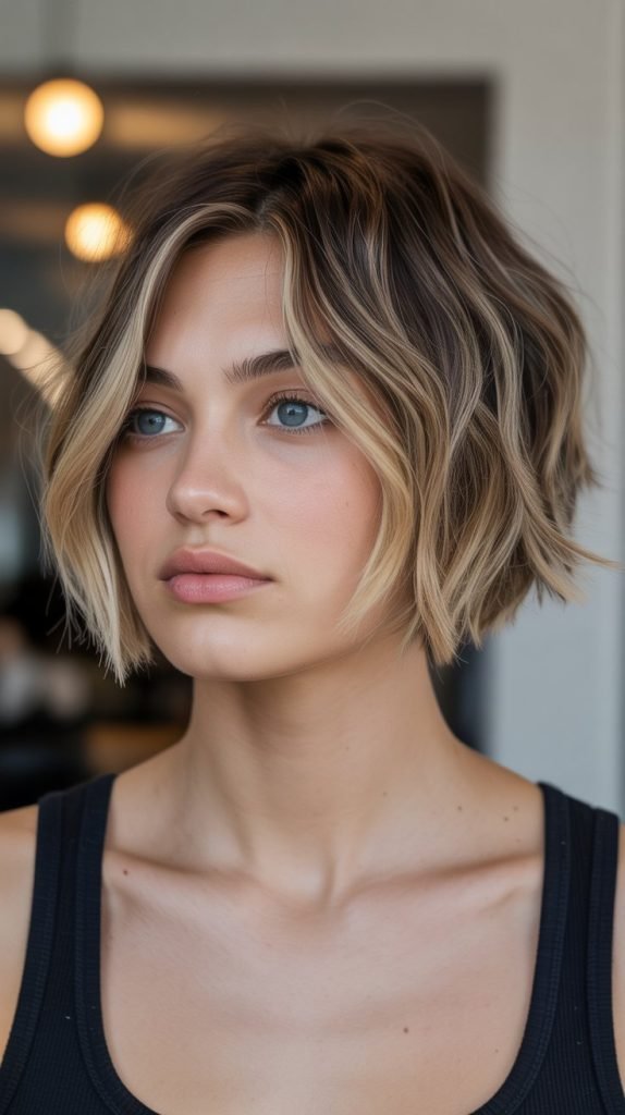 Choppy Bob with Lived-In Roots