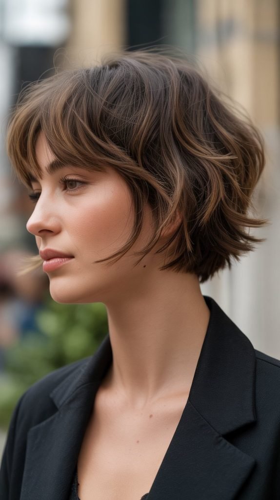 Textured Choppy Bob with Wispy Bangs