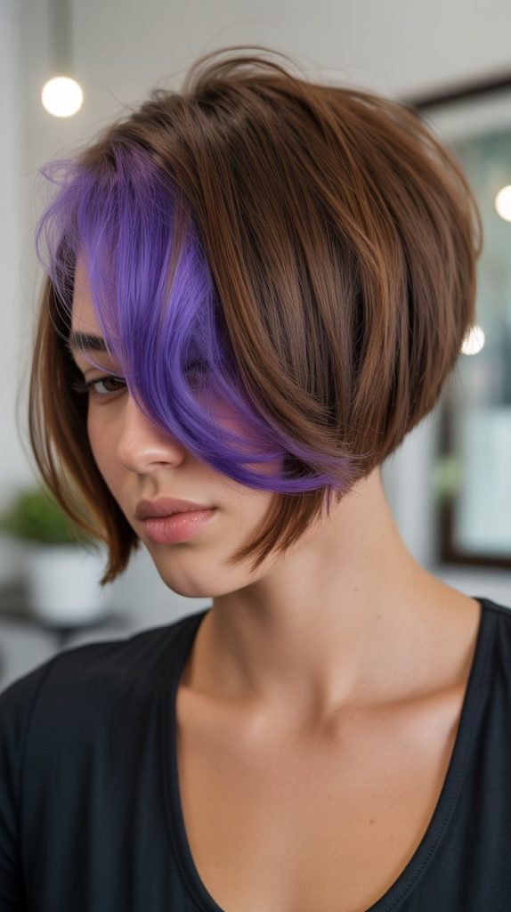 27. Stacked Bob with Peek-a-Boo Color