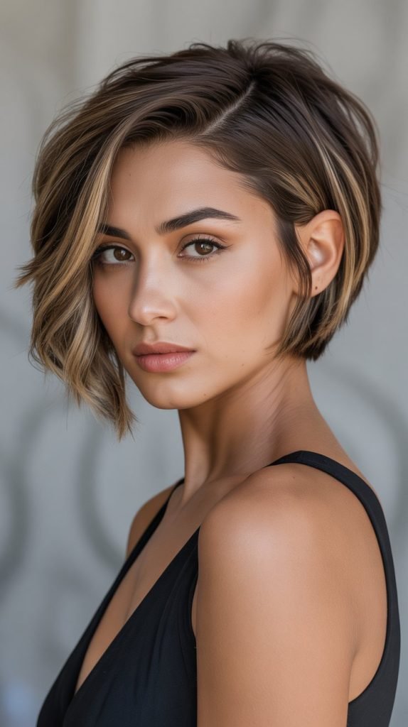 18. Stacked Bob with Deep Side Part