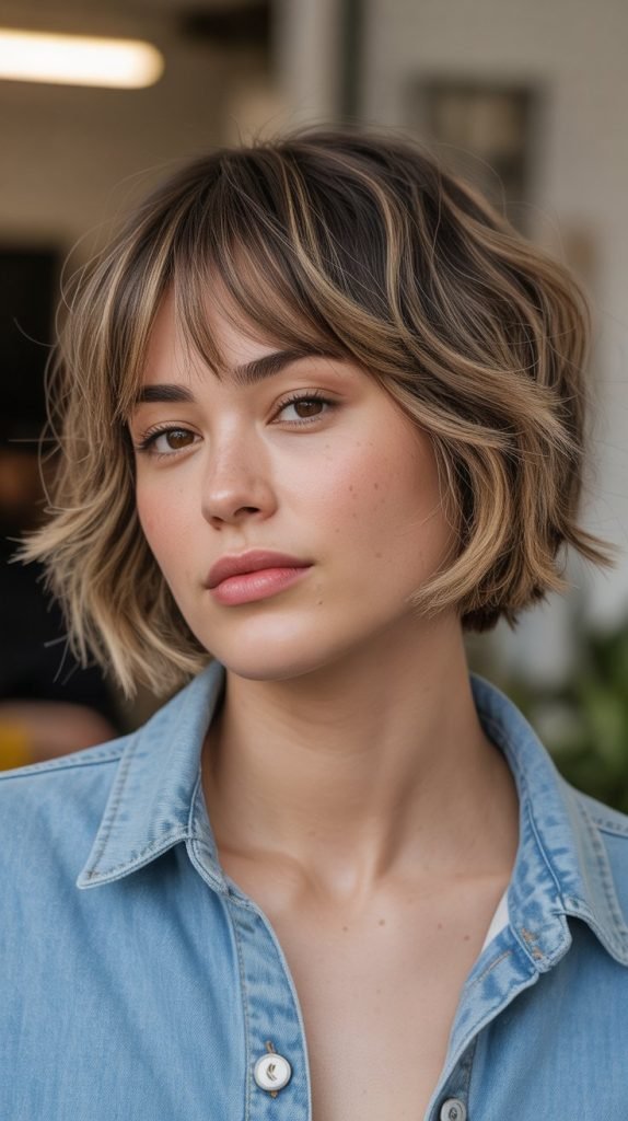 Piecey Choppy Bob with Curtain Bangs