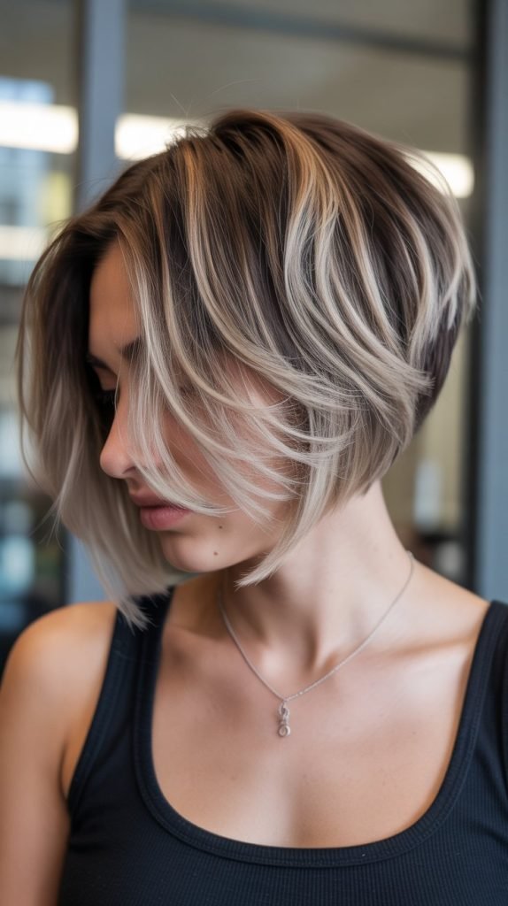 16. Stacked Bob with Ombré Coloring