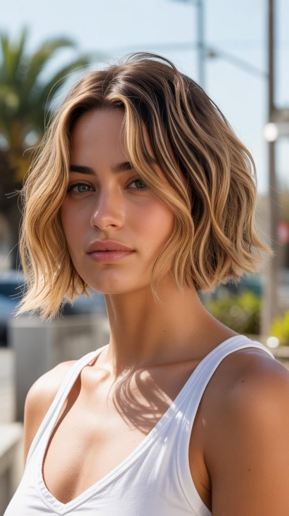 Choppy Bob with Honey Blonde Balayage
