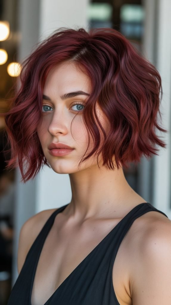 Choppy Bob with Mahogany Red
