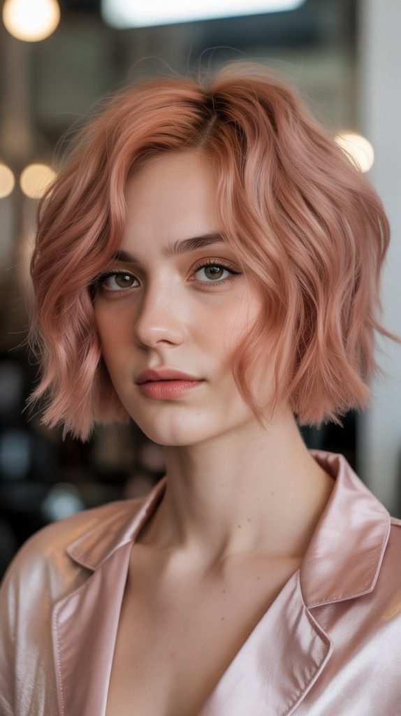 Choppy Bob with Rose Gold Tones