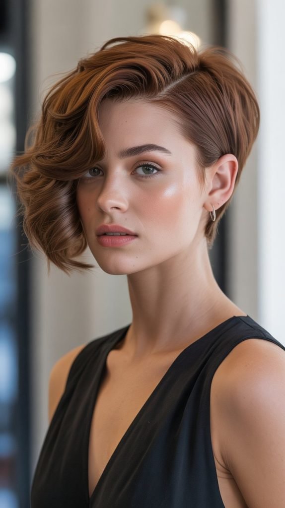 Side-Parted Wavy Pixie