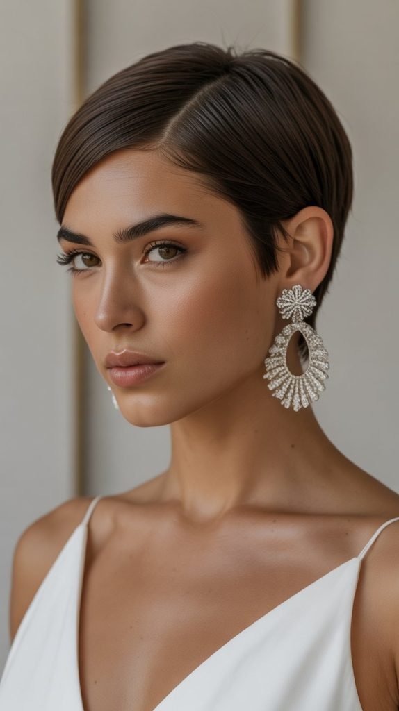  Sleek Pixie with Statement Earrings