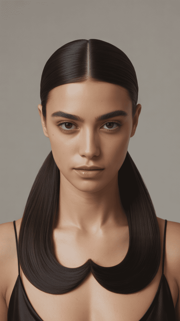 Sleek Low Ponytail with Middle Part