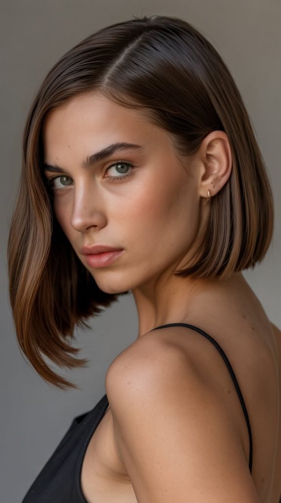 7. Sleek Long Bob with Side Part