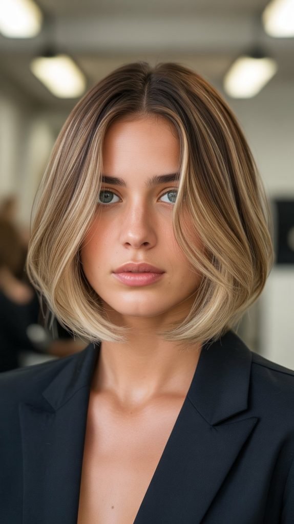 Classic Honey Blonde Balayage Bob