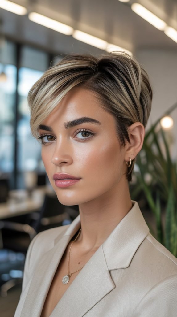 Beige Blonde Balayage Pixie