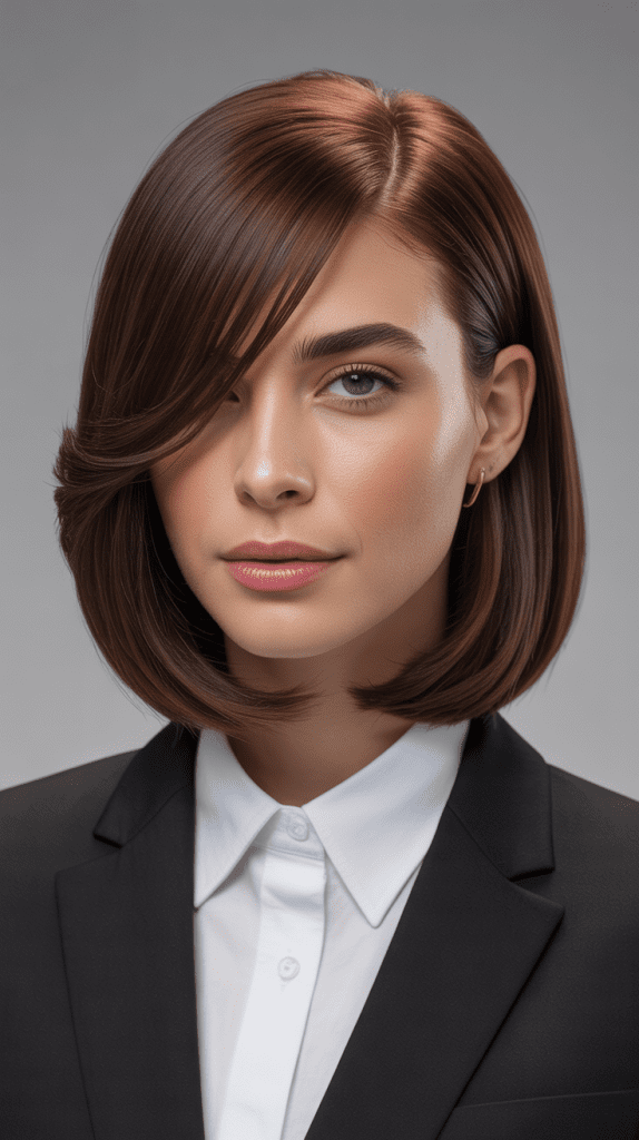 Polished Long Bob with Side-Parted Bangs