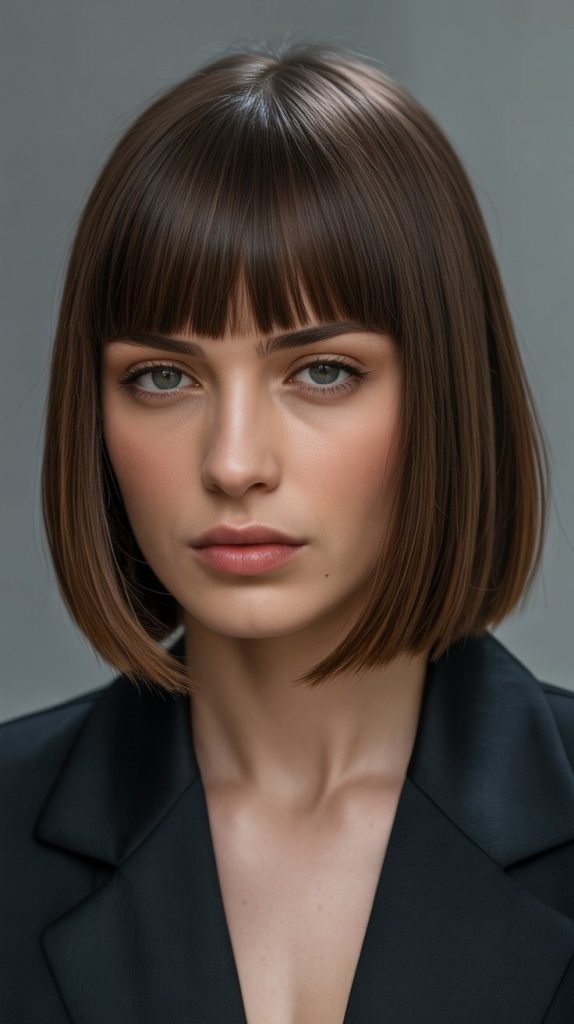27. Long Bob with Straight Across Fringe