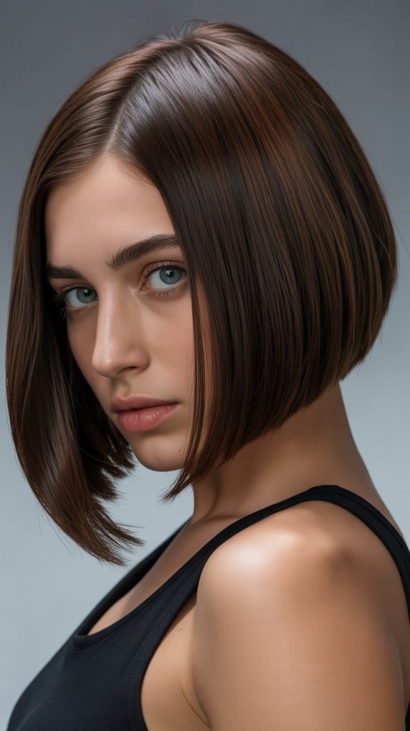 11. Sleek and Straight Stacked Bob