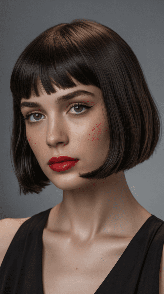 Sleek Straight Bob with Baby Bangs